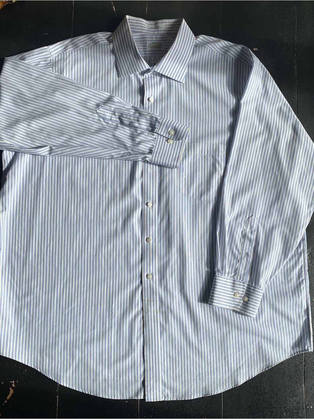 Men's Light Blue and White Stripe Dress Shirt